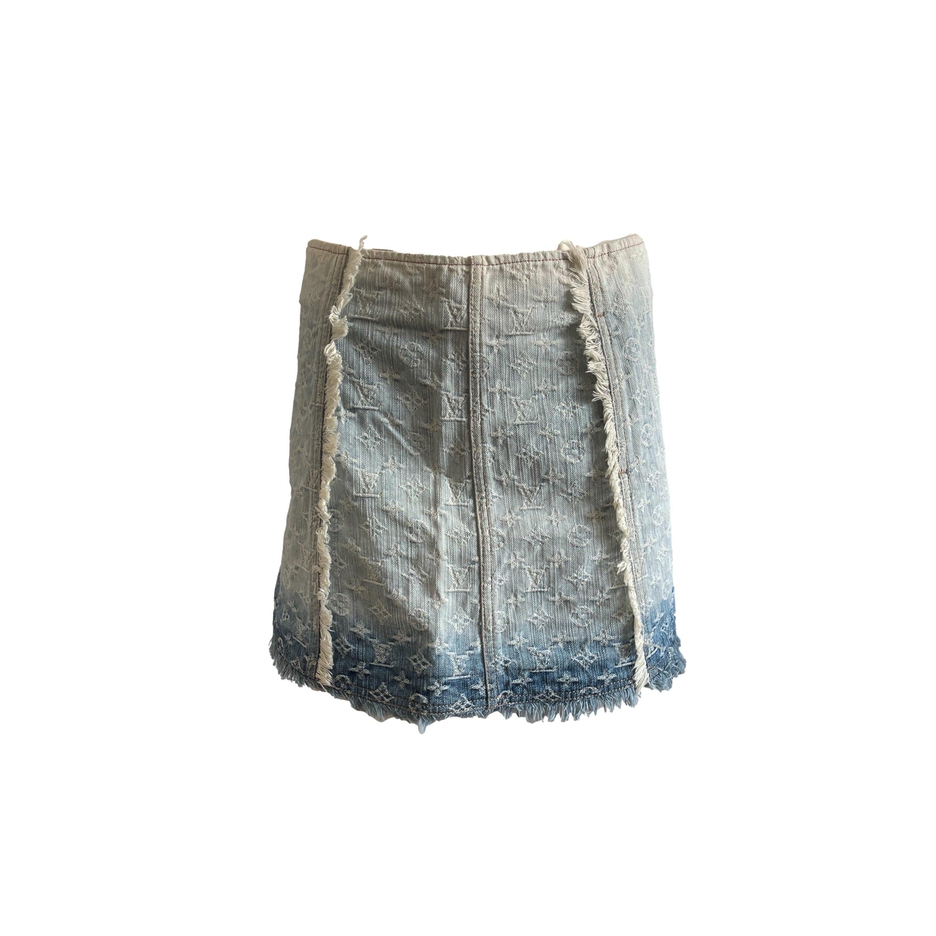 Louis Vuitton Ombre Denim Monogram Skirt