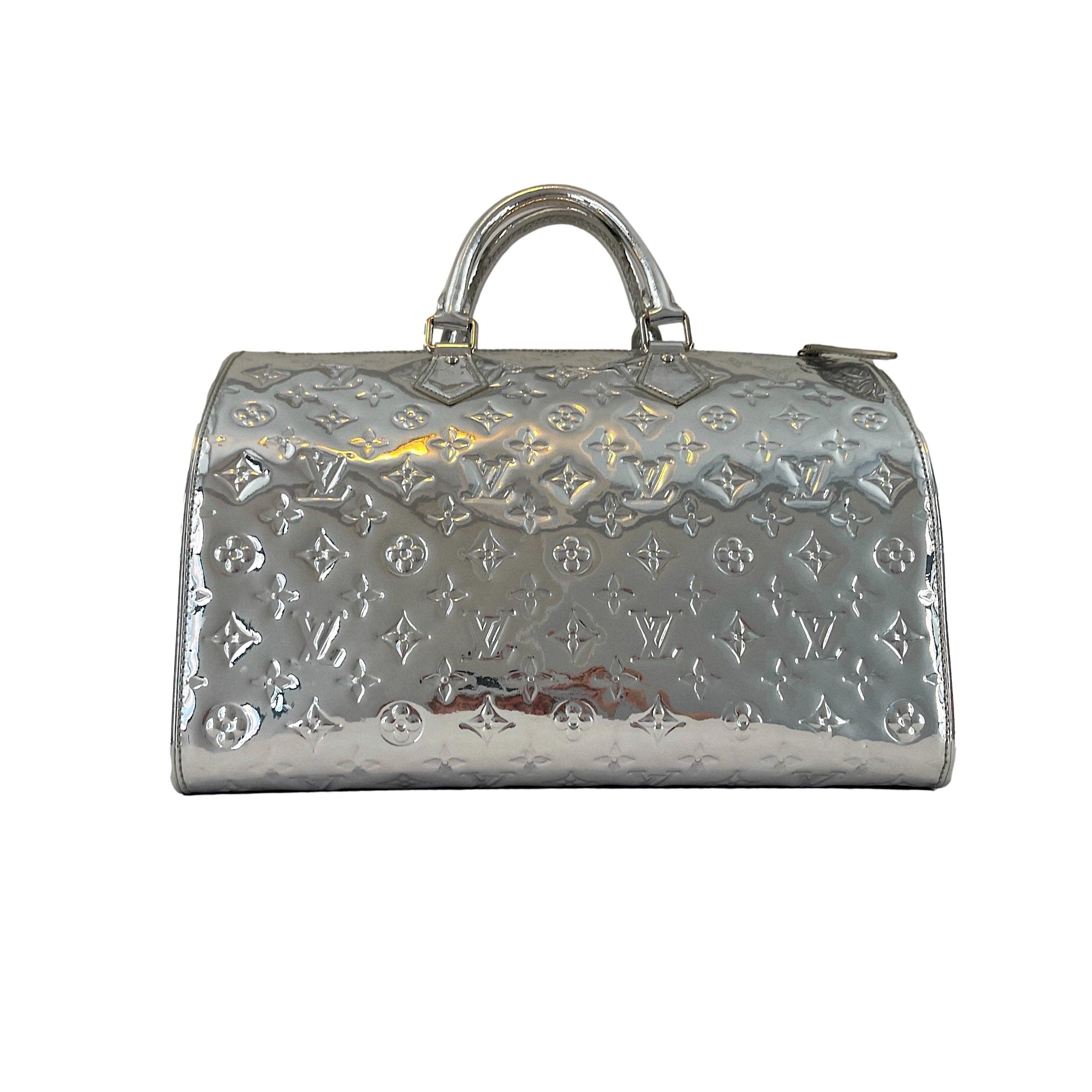 LOUIS VUITTON Monogram Miroir Speedy 35 Hand Bag Silver