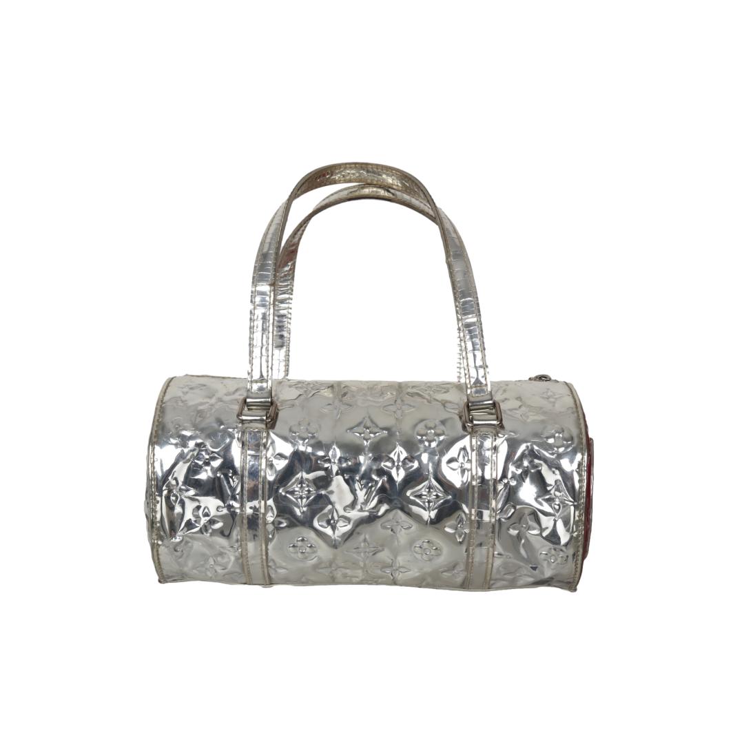 LOUIS VUITTON c.2006 “Papillon Miroir” Silver Monogram Handbag 26
