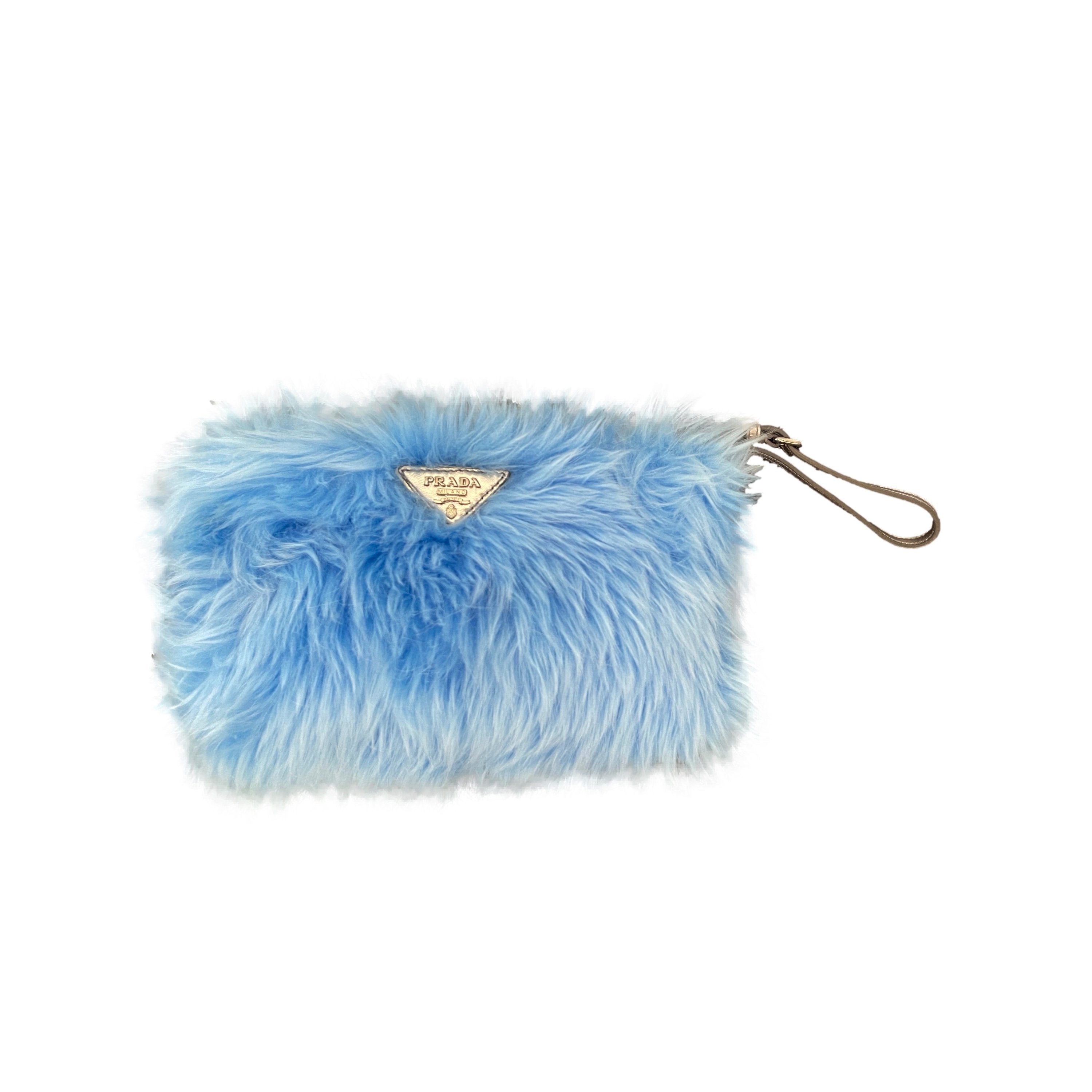 Treasures of NYC Prada Baby Blue Fuzzy Wristlet
