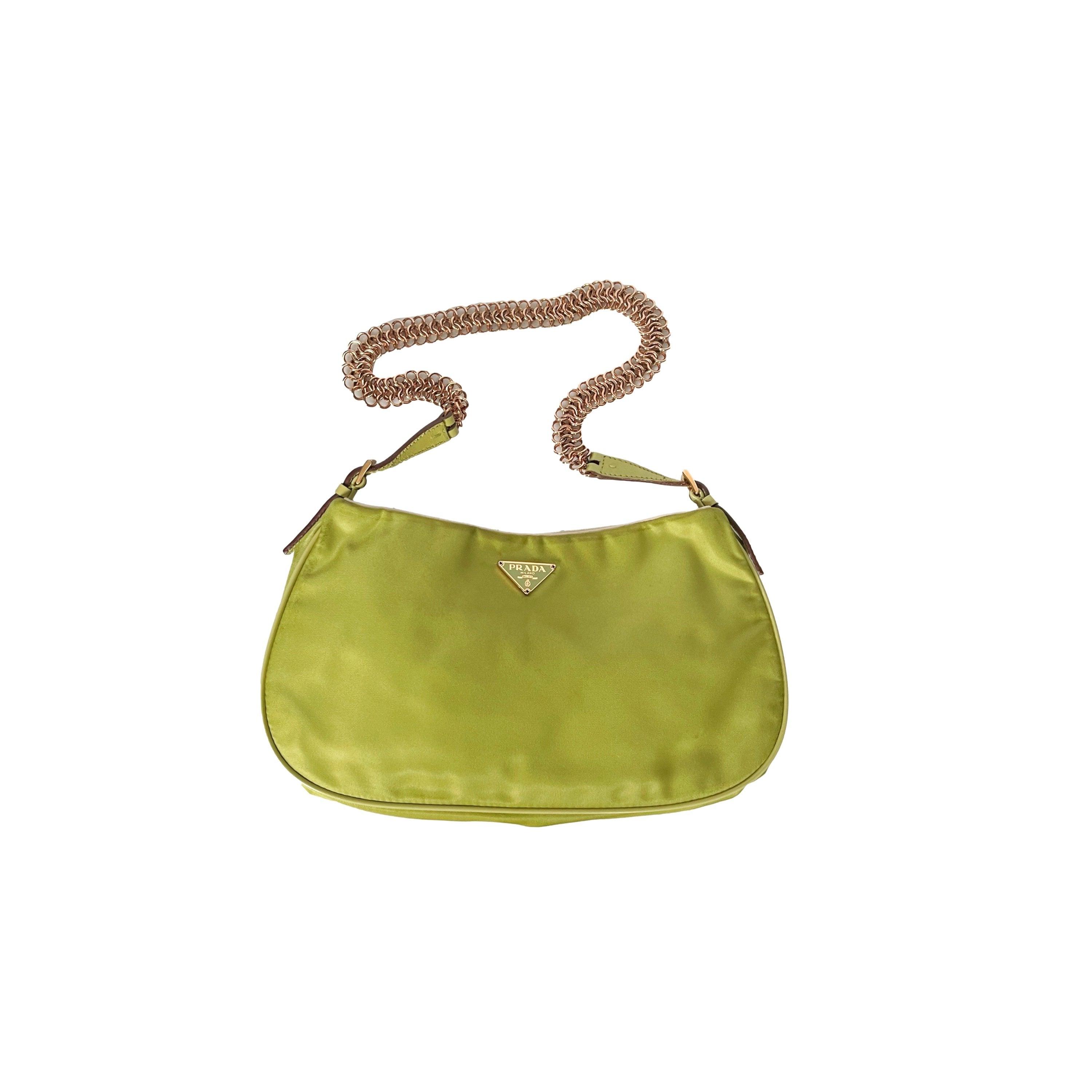 Sold at Auction: Prada Chain Shoulder Bag, in lime green nylon
