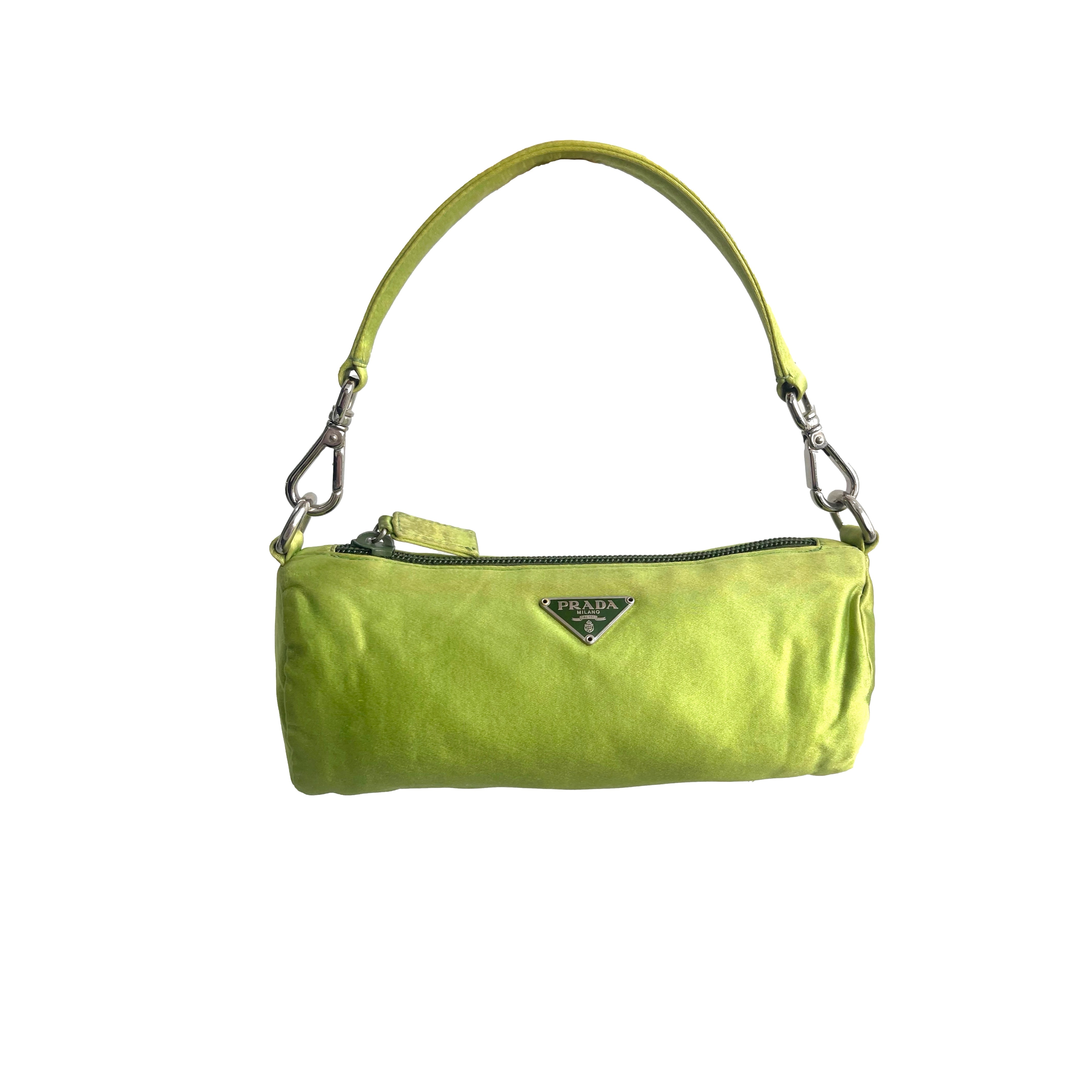 Prada Lime Green Nylon Shoulder Bag