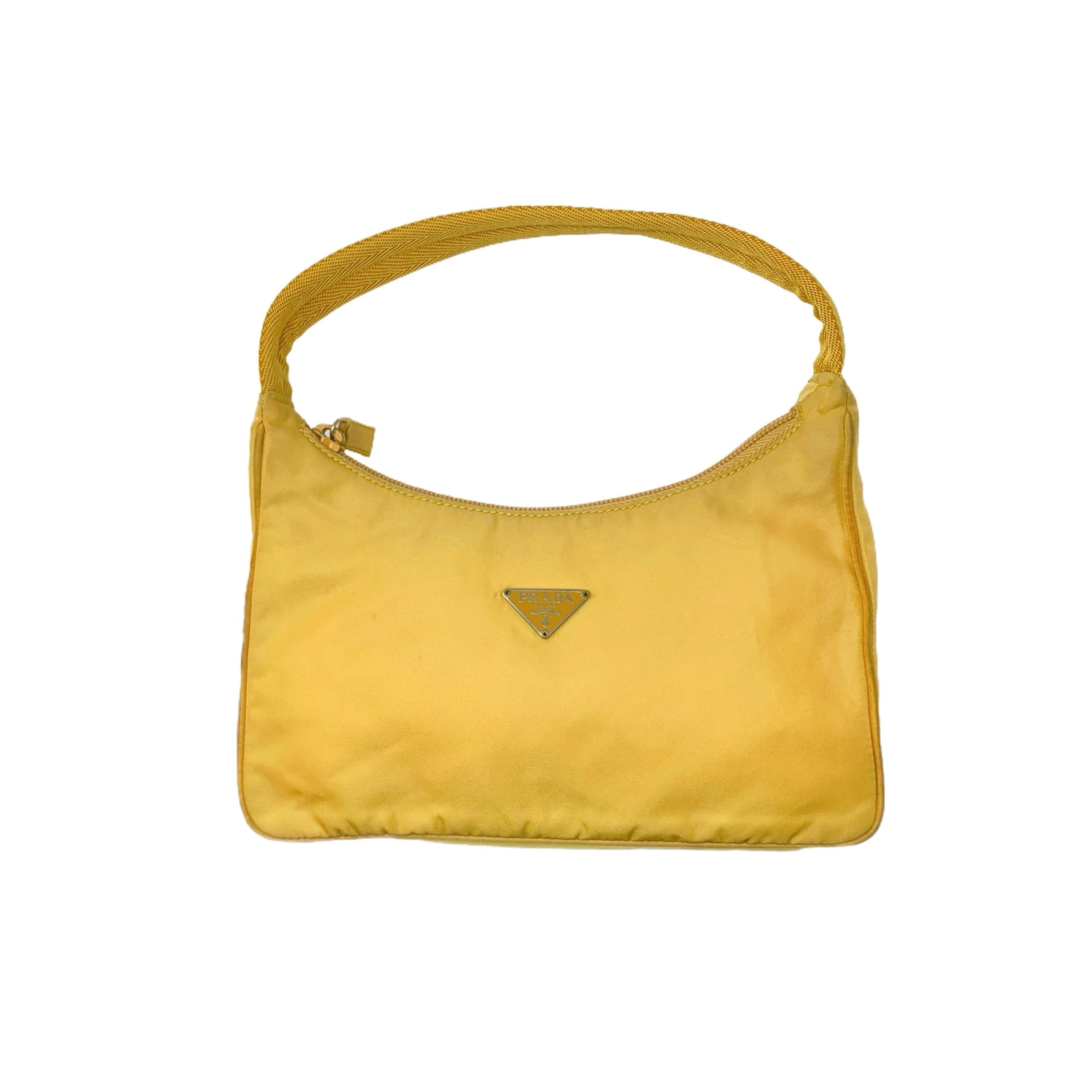 Prada Mini Hobo Bag Yellow Nylon Shoulder Bag 