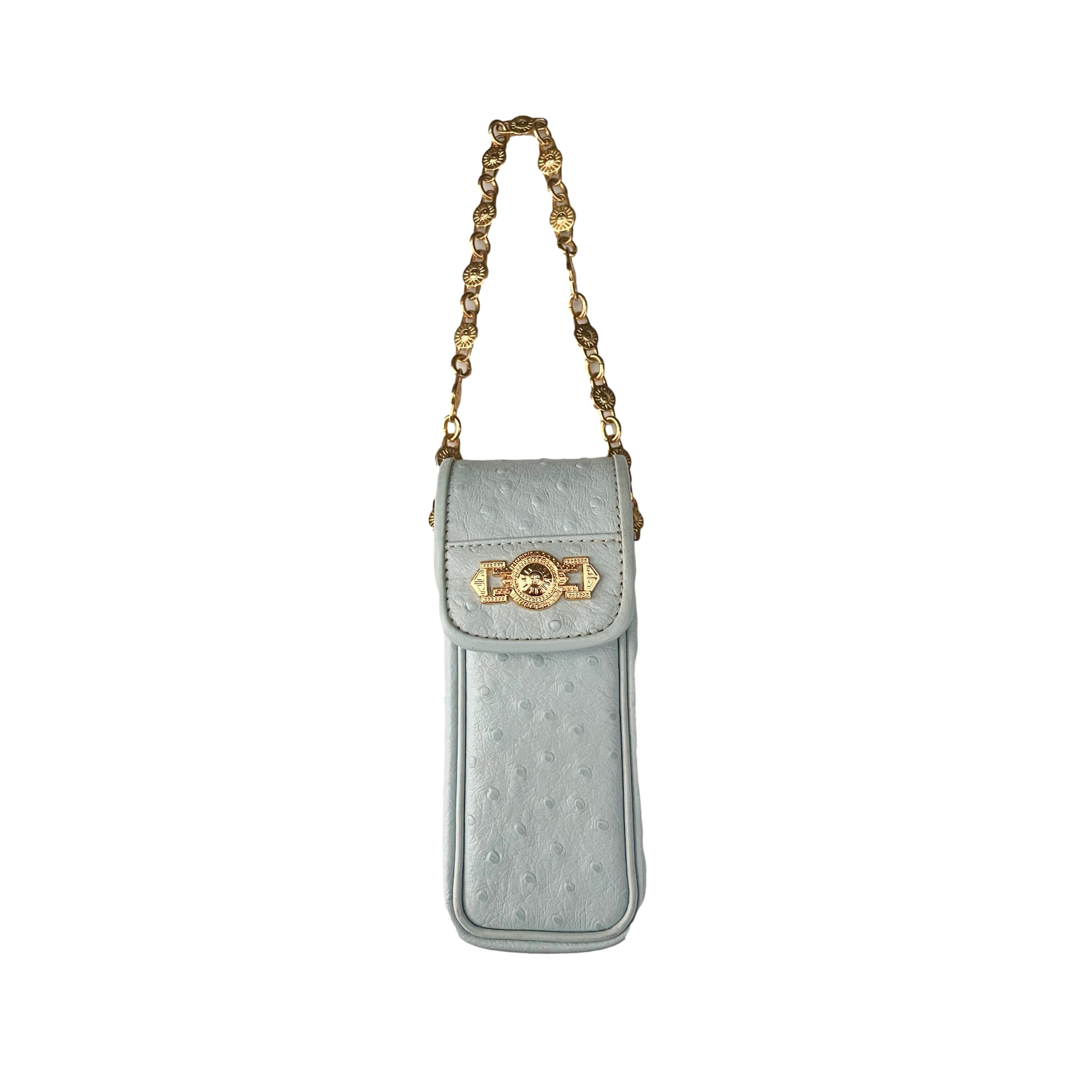 Vintage Versace Baby Blue Ostrich Embossed Micro Bag Treasures of NYC