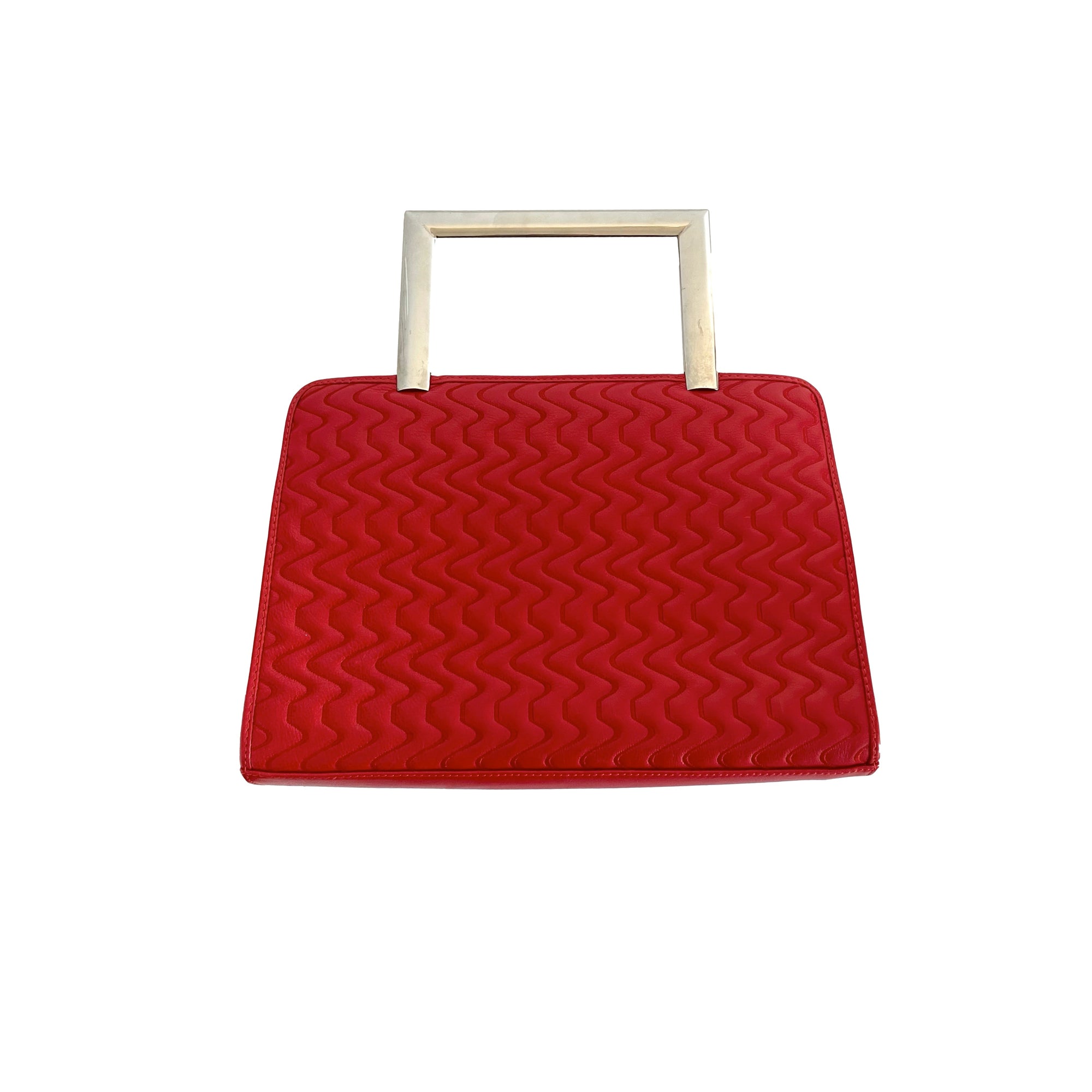 Versace Red Logo Top Handle Bag - Handbags
