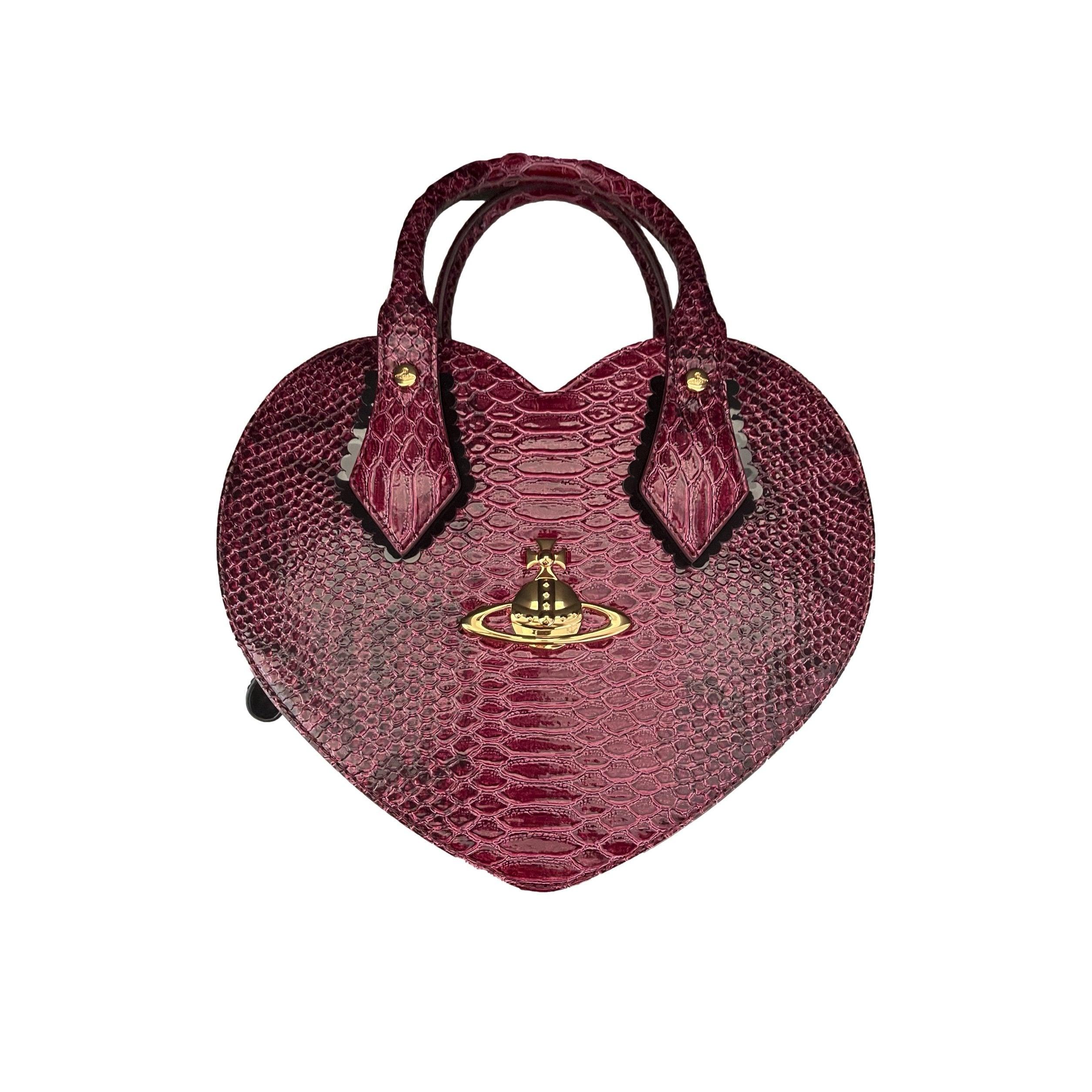 Vivienne Westwood Burgundy Snake Embossed Heart Bag