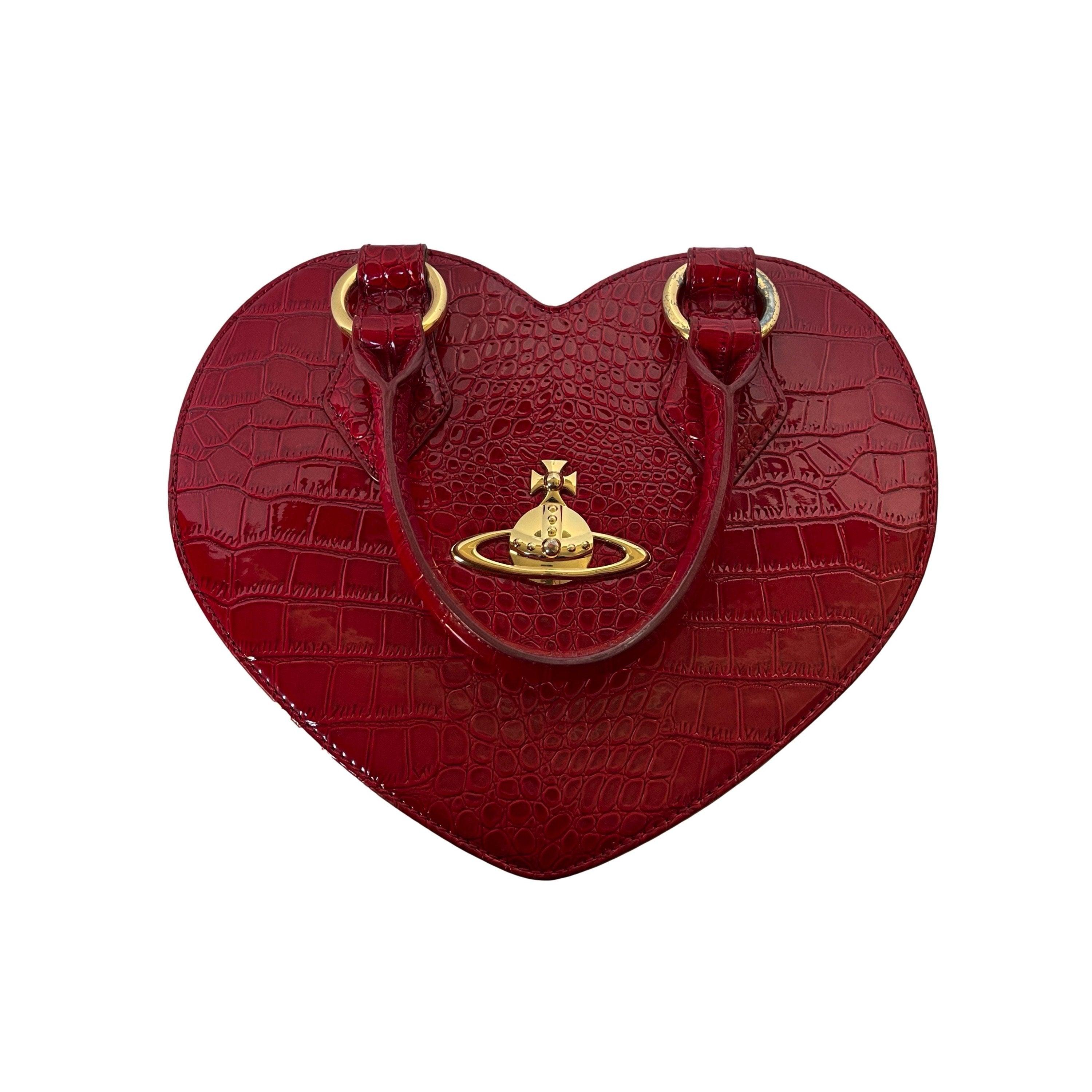 Vivienne Westwood 61vv169 croc-embossed red enameled leather heart