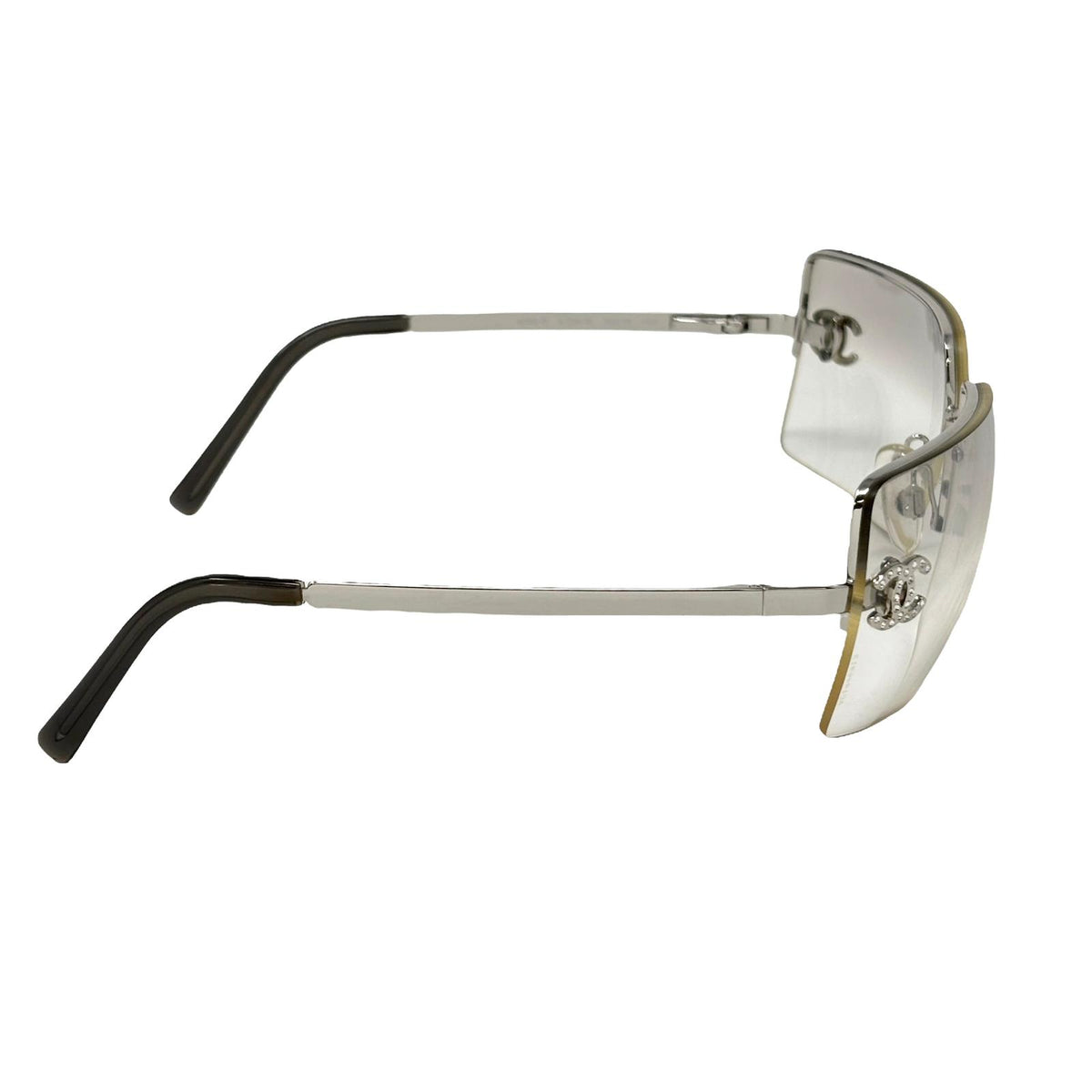 Chanel Clear Rhinestone Logo Rimless Sunglasses main image 1