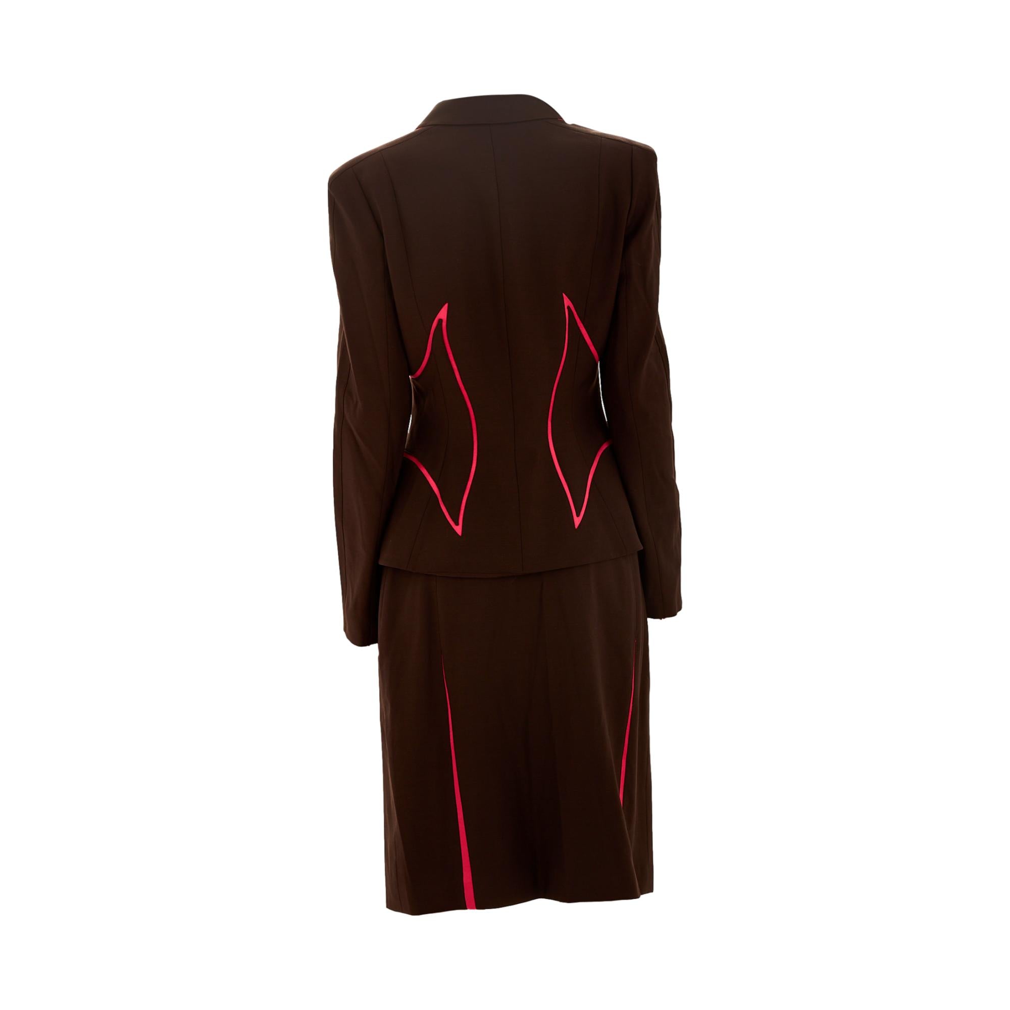 Thierry Mugler Flame Trim Skirt Suit Set