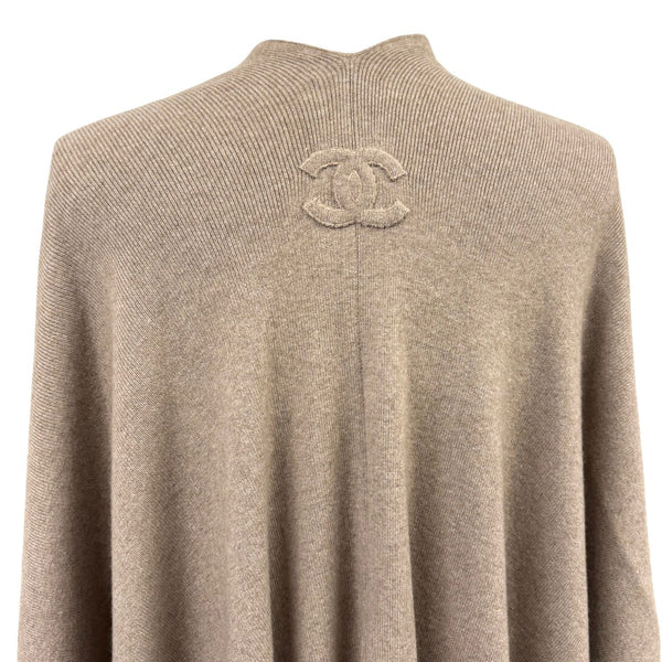 Chanel Beige Cashmere Oversized Ponco Wrap Top