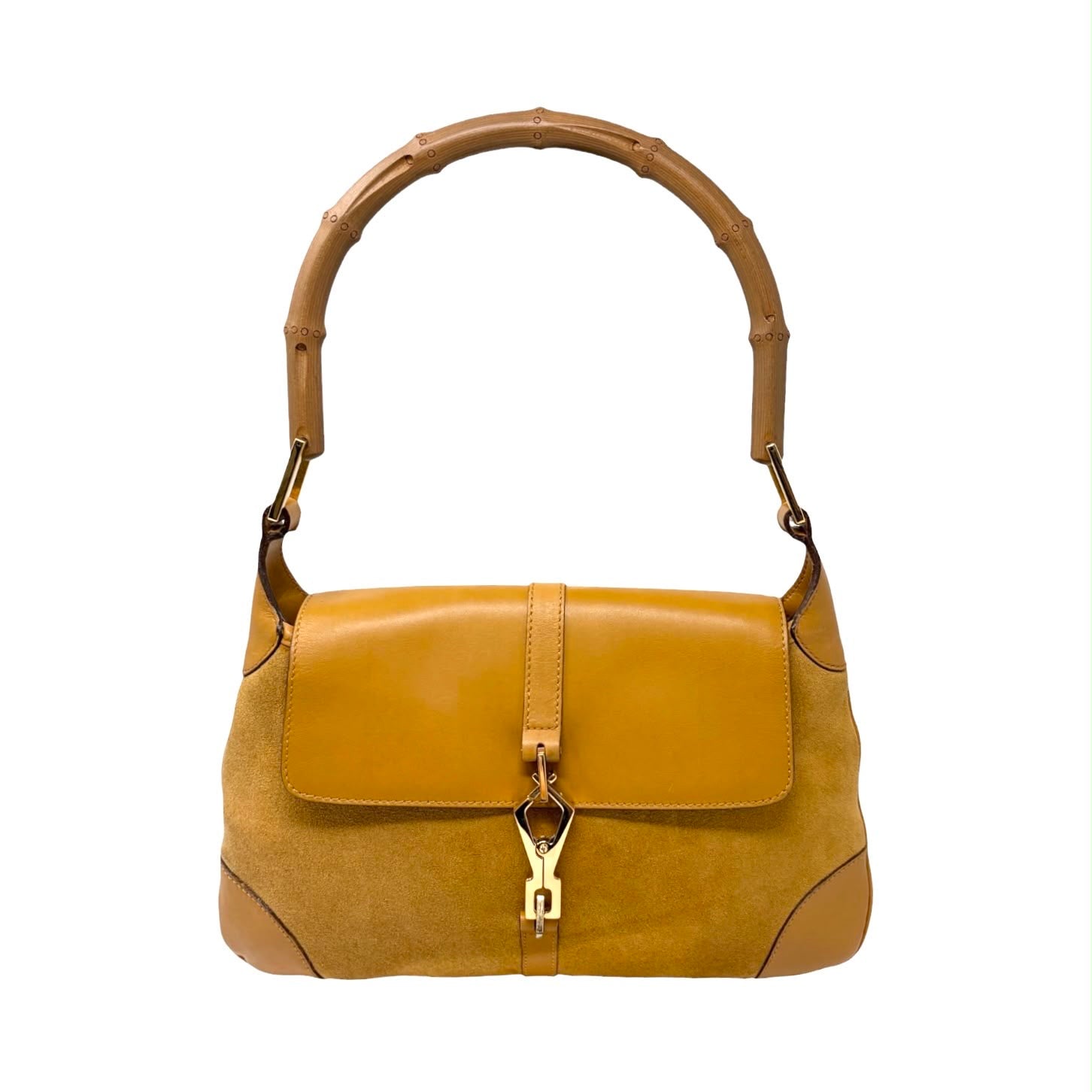 Gucci Tan Suede Bamboo Shoulder Bag