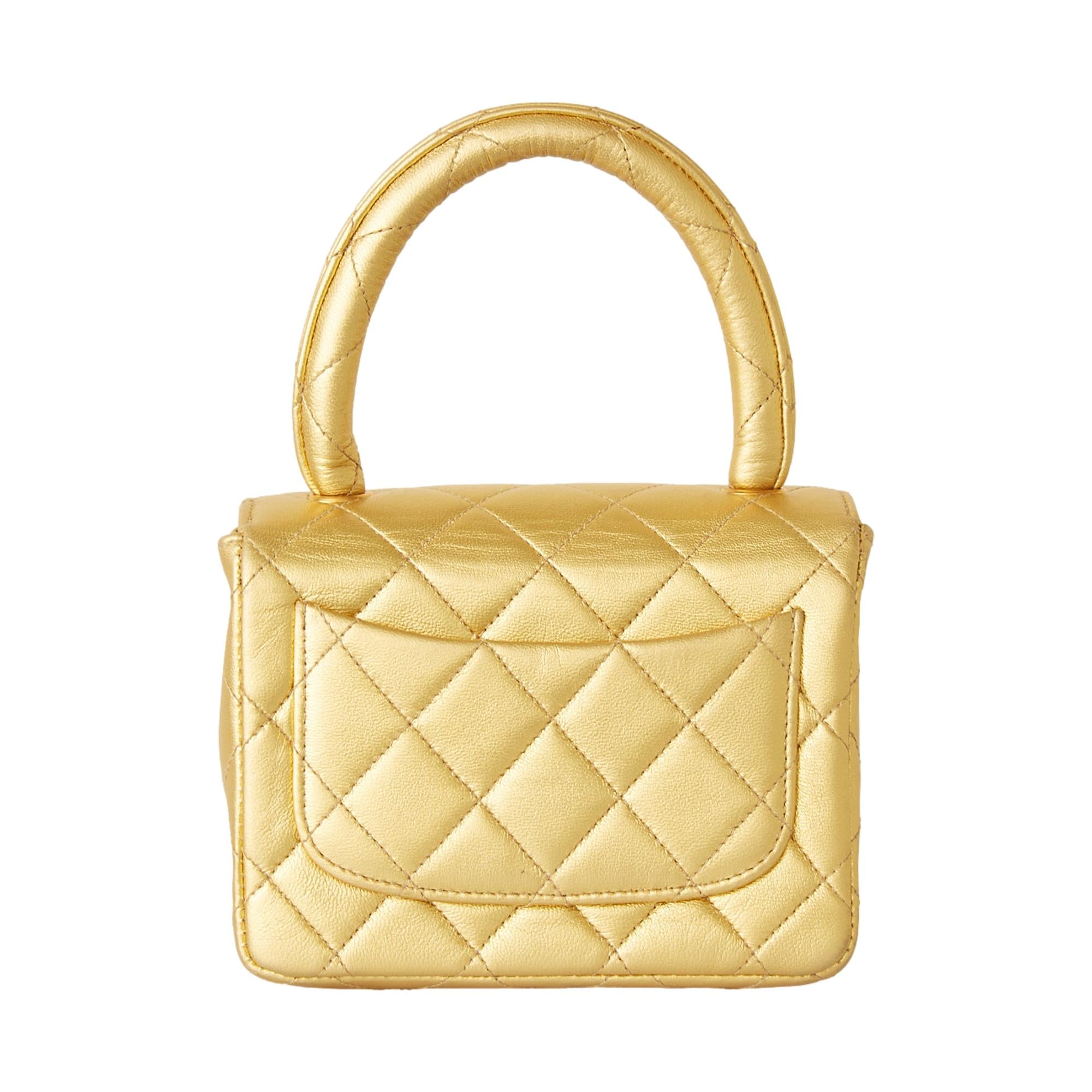 Chanel Gold Mini Quilted Top Handle Bag – Treasures of NYC