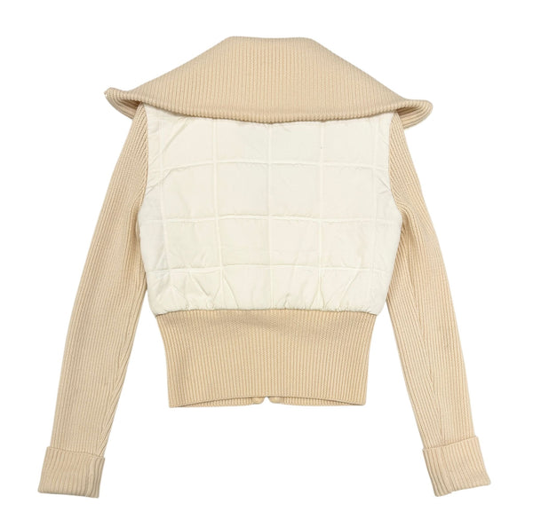 Chanel White Ribbed Puffer Jacket