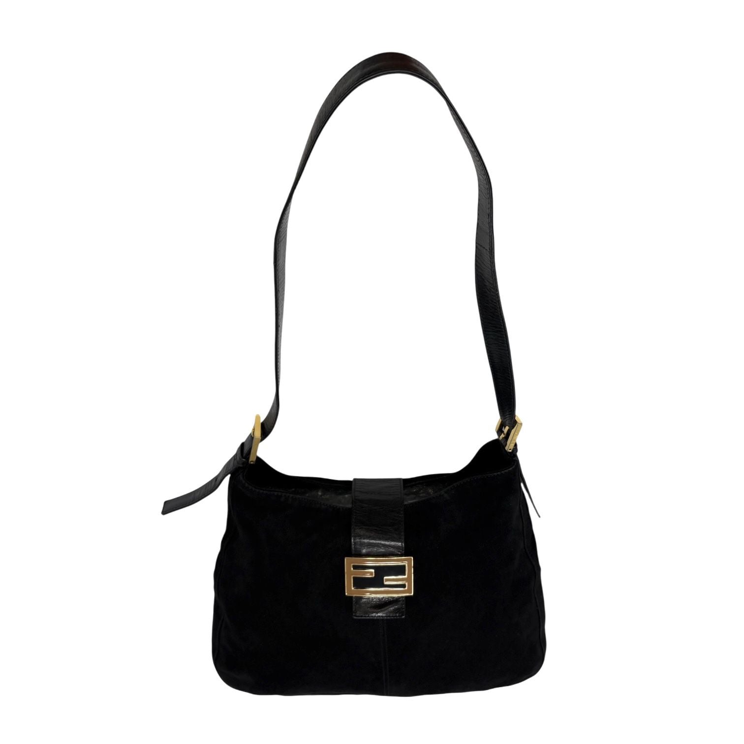 Fendi Black Suede Slouchy Shoulder Bag