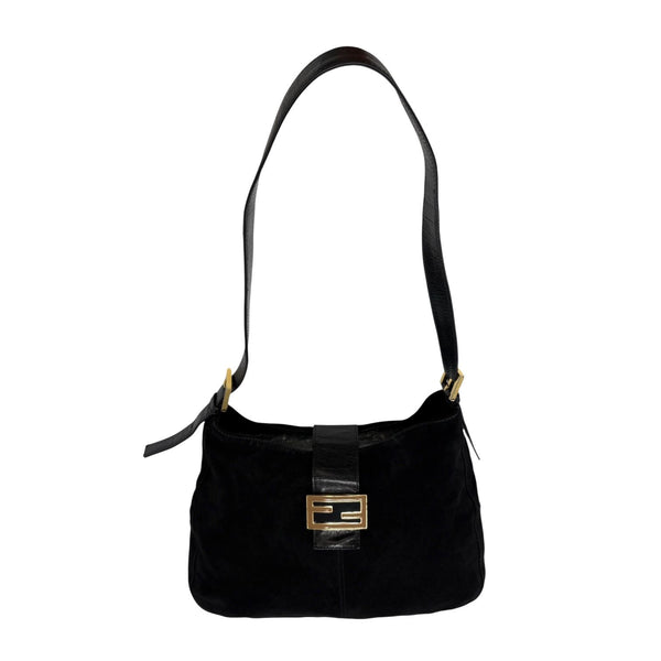 Fendi Black Suede Slouchy Shoulder Bag