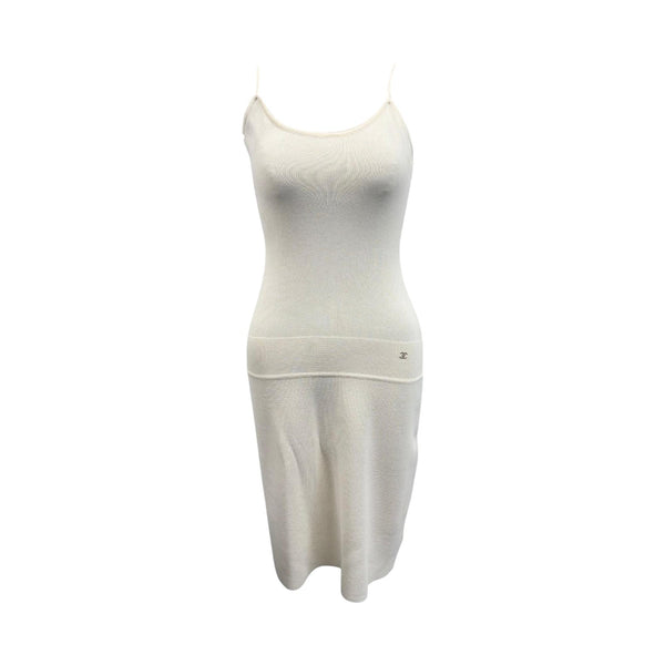 Chanel White Knit Logo Dress