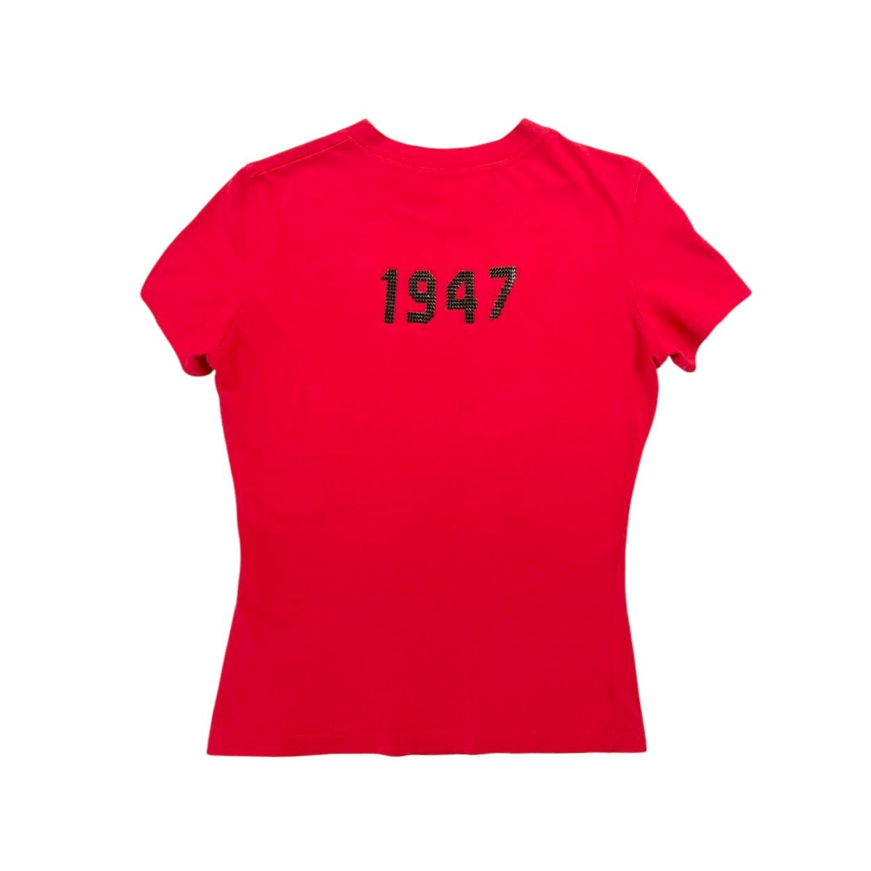 Dior Red Short Sleeve Studded Top