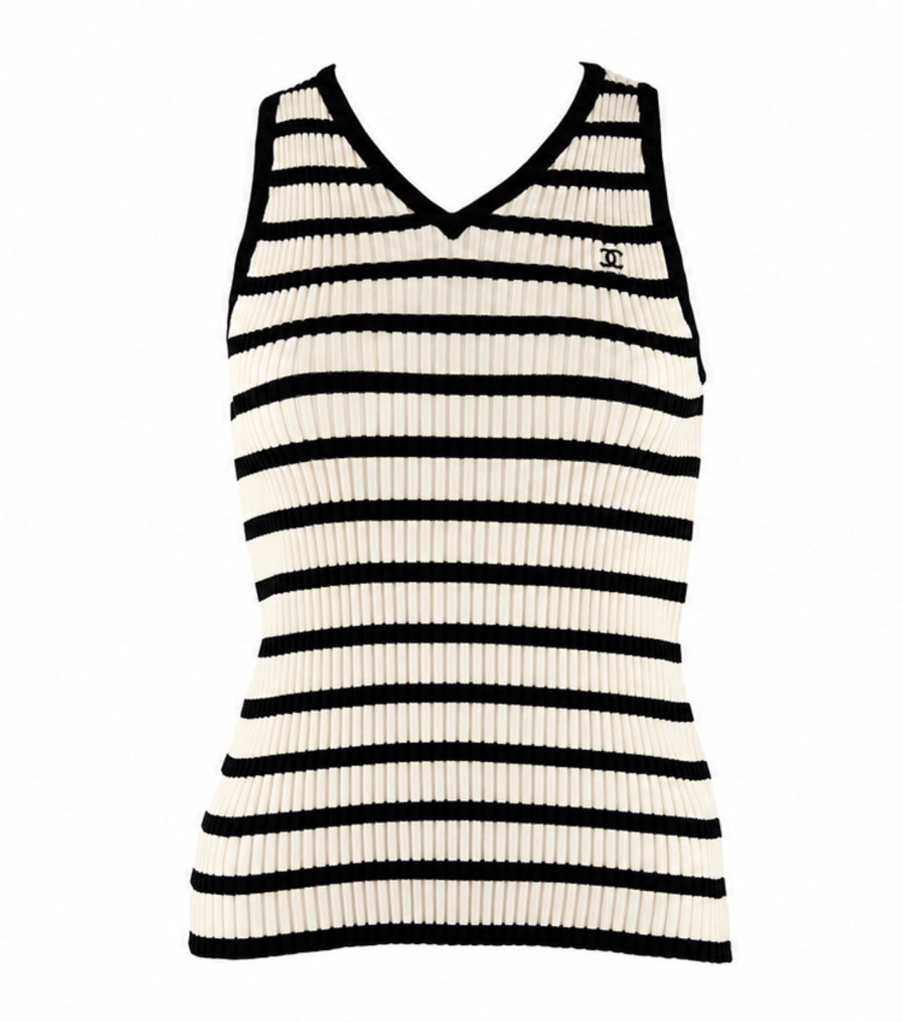 Chanel Black Striped Logo Tank