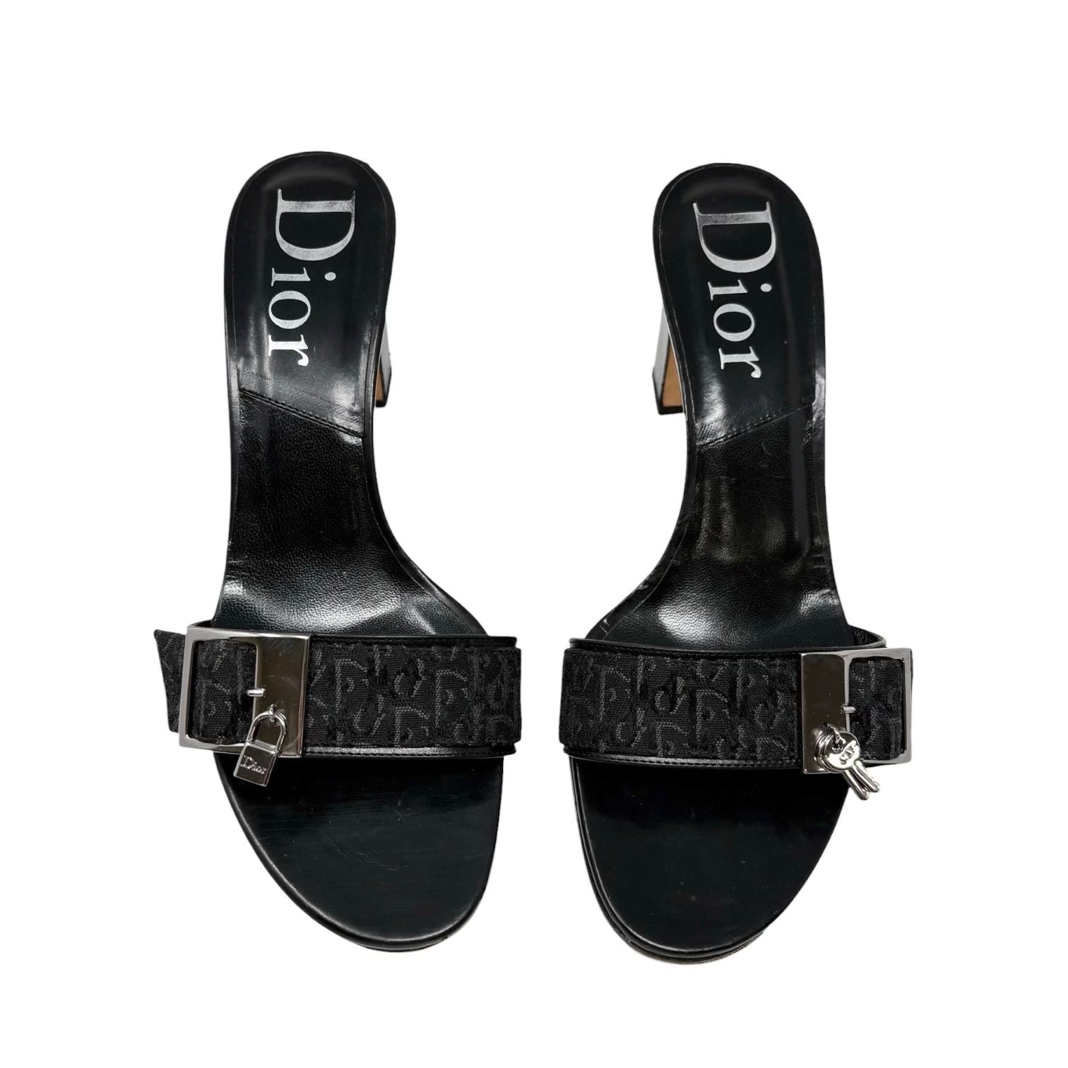 Dior Black Logo Block Heels