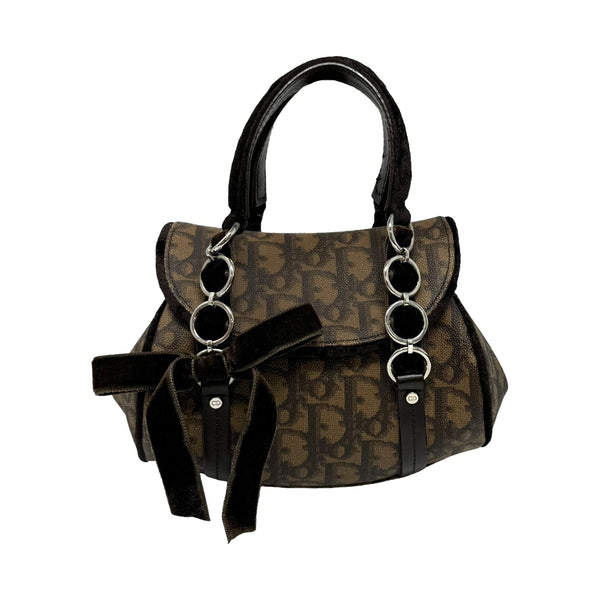 Dior Brown Logo Bow Mini Top Handle