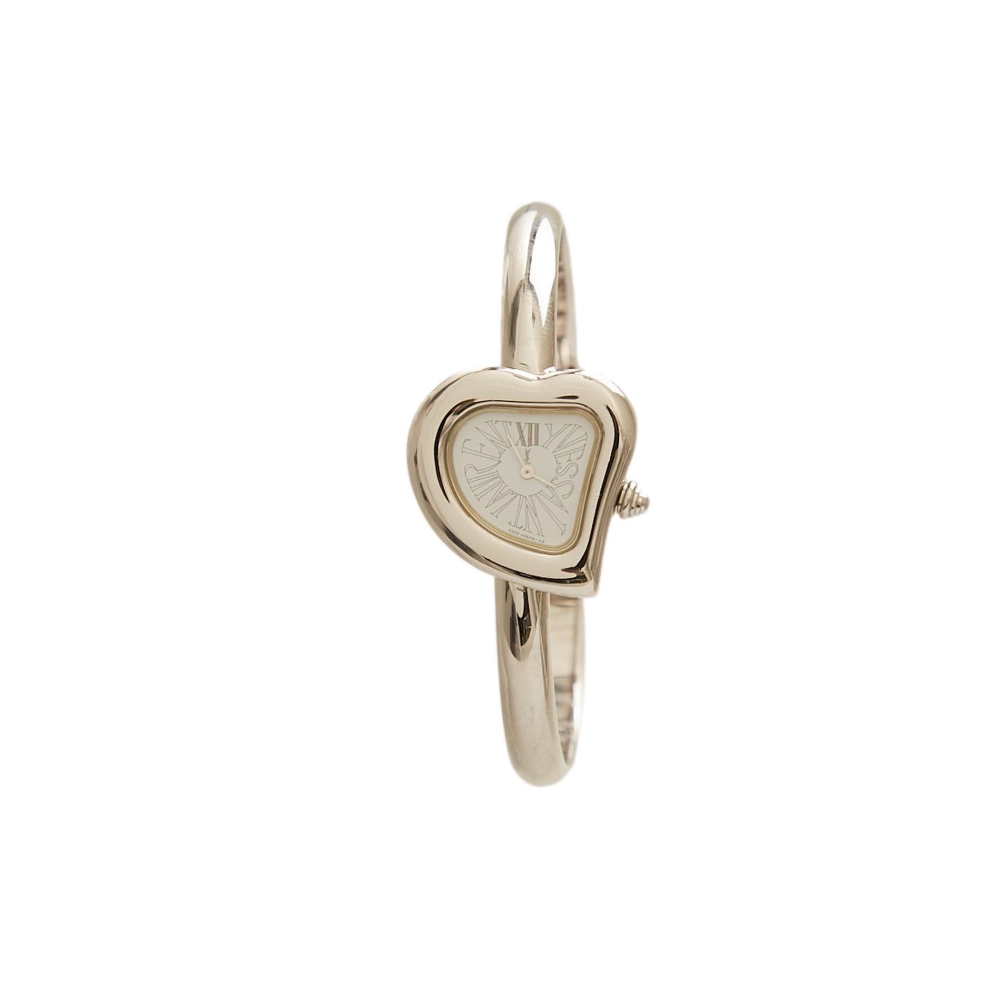 YSL Silver Heart Bangle Watch