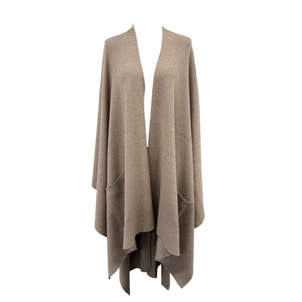 Chanel Beige Cashmere Oversized Ponco Wrap Top