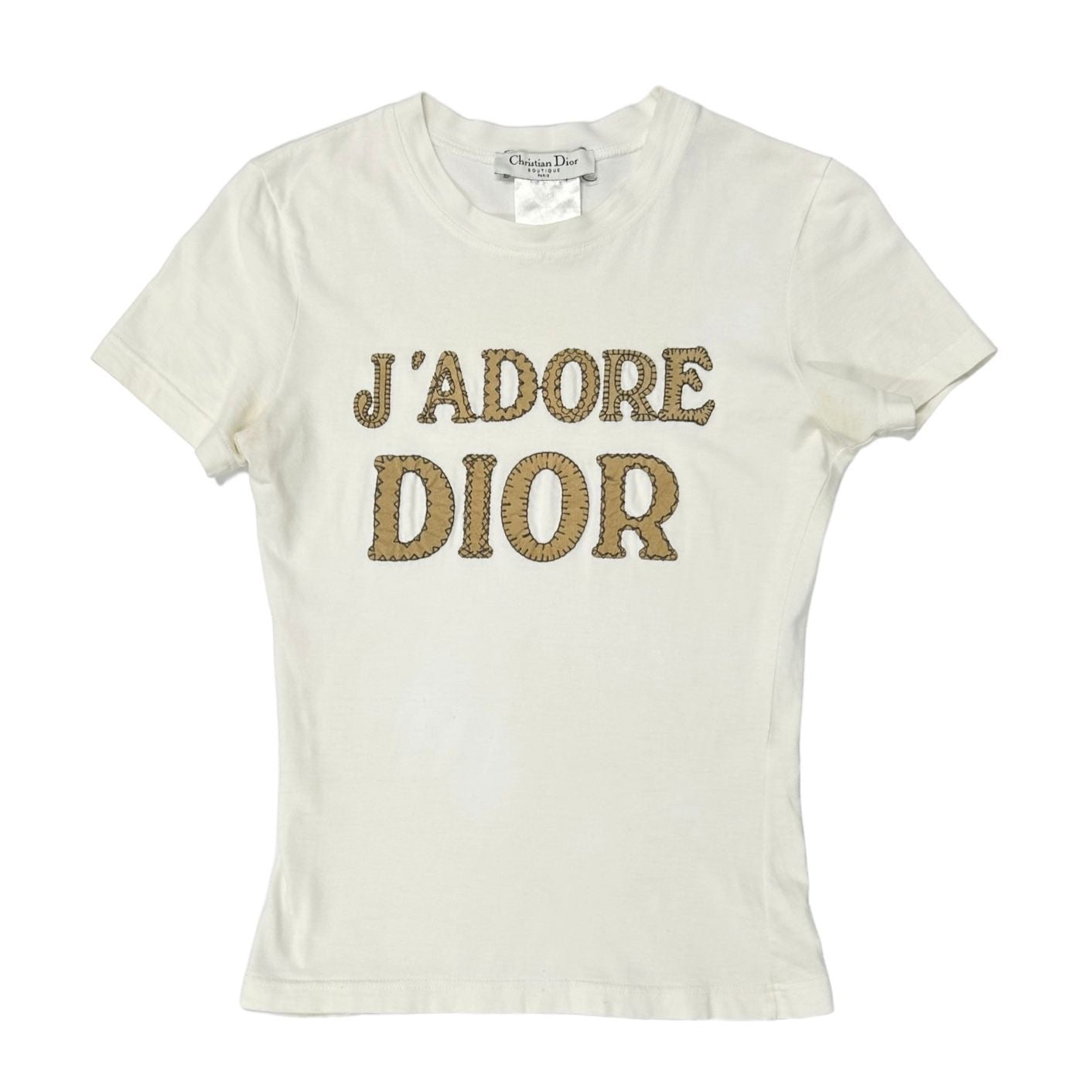 Dior White Stitched Logo Top