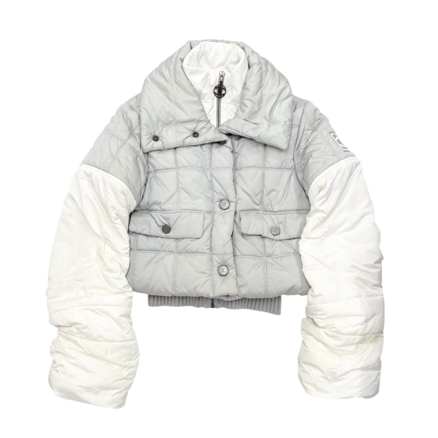 Chanel Grey Logo Puffer Coat