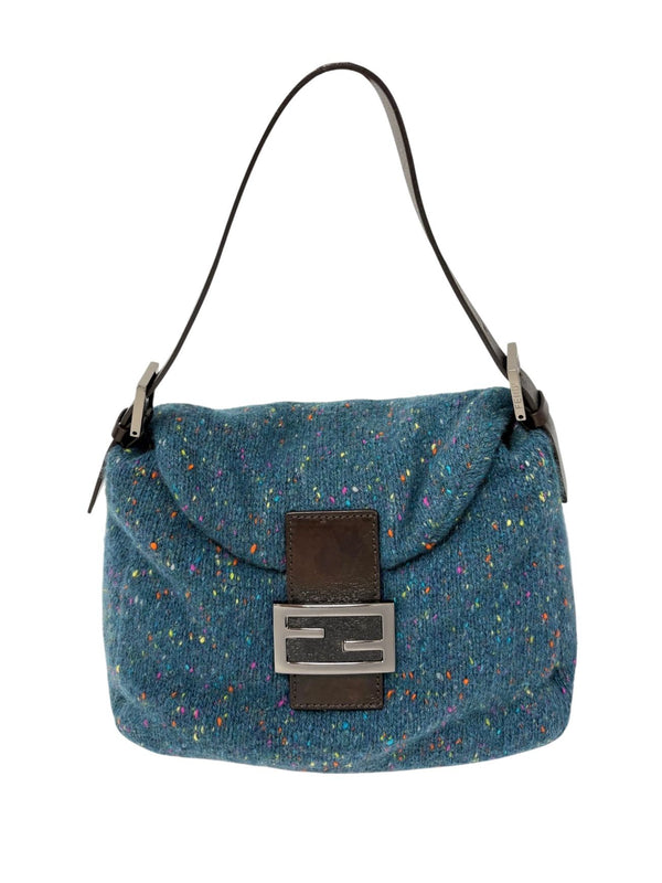 Fendi Blue Wool Mama Baguette Bag