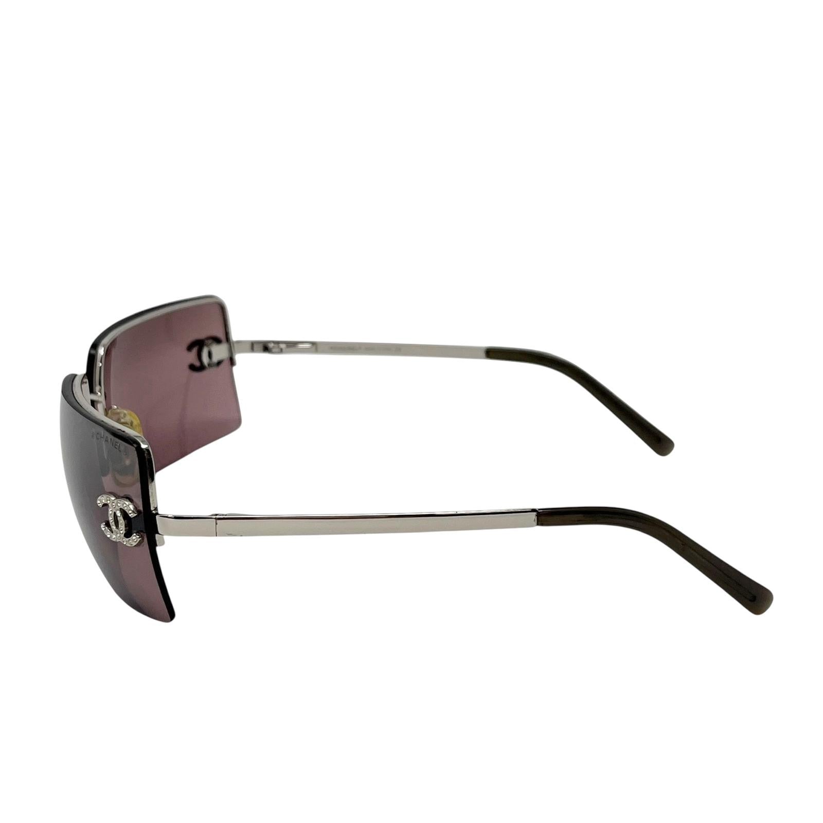 Chanel Purple Rhinestone Rimless Sunglasses