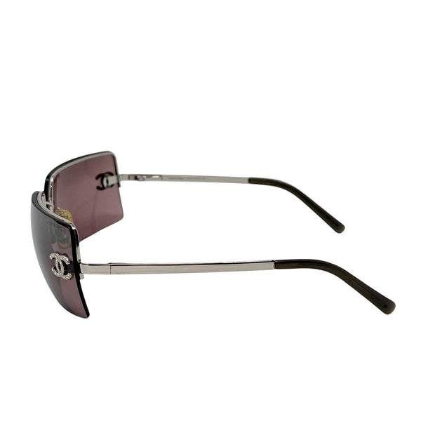 Chanel Purple Rhinestone Rimless Sunglasses
