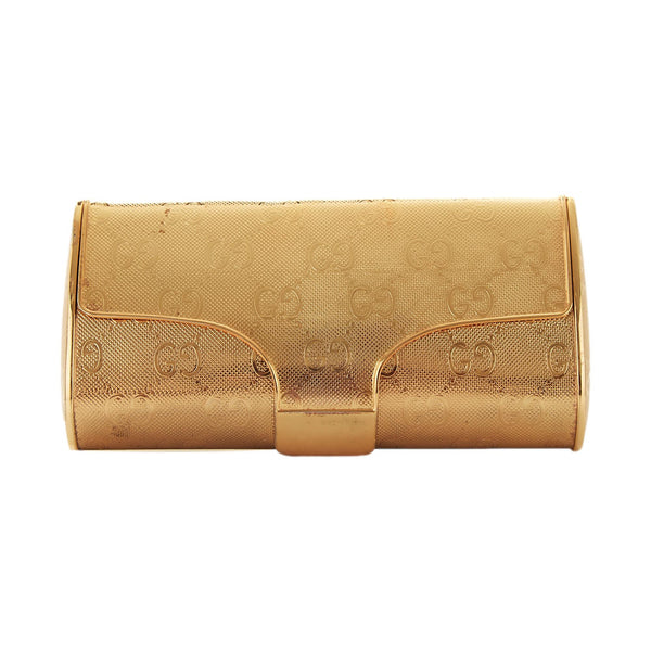 Gucci Gold Metal Logo Clutch