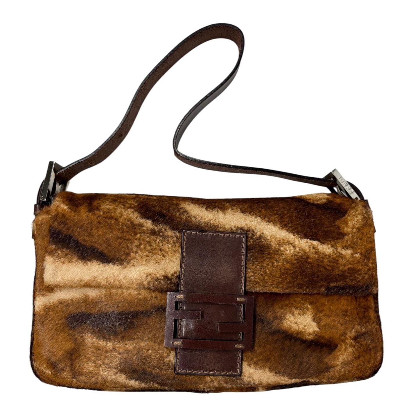 Fendi Brown Calf-Hair Baguette Bag