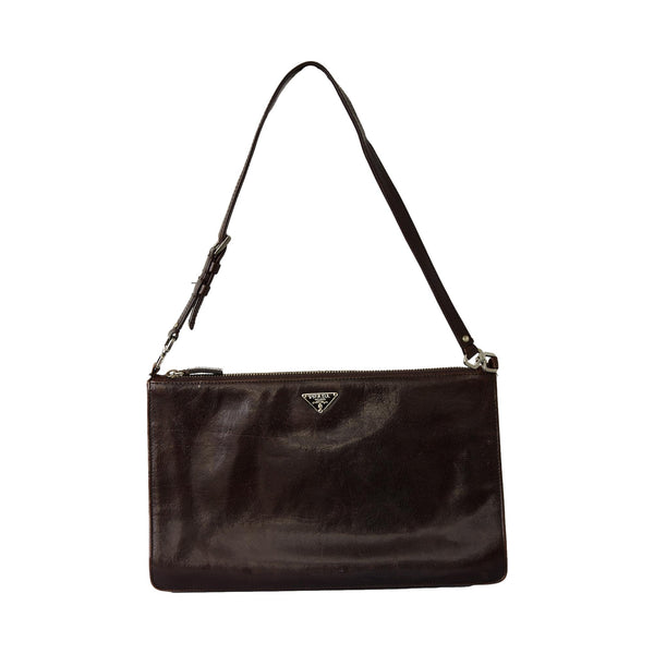 Prada Brown Leather Mini Shoulder Bag