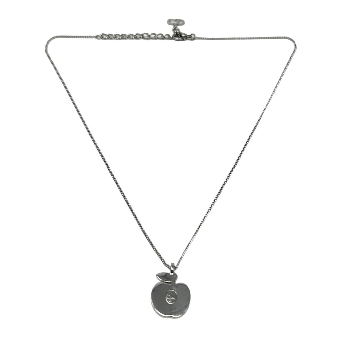 Dior Silver Apple Logo Necklace