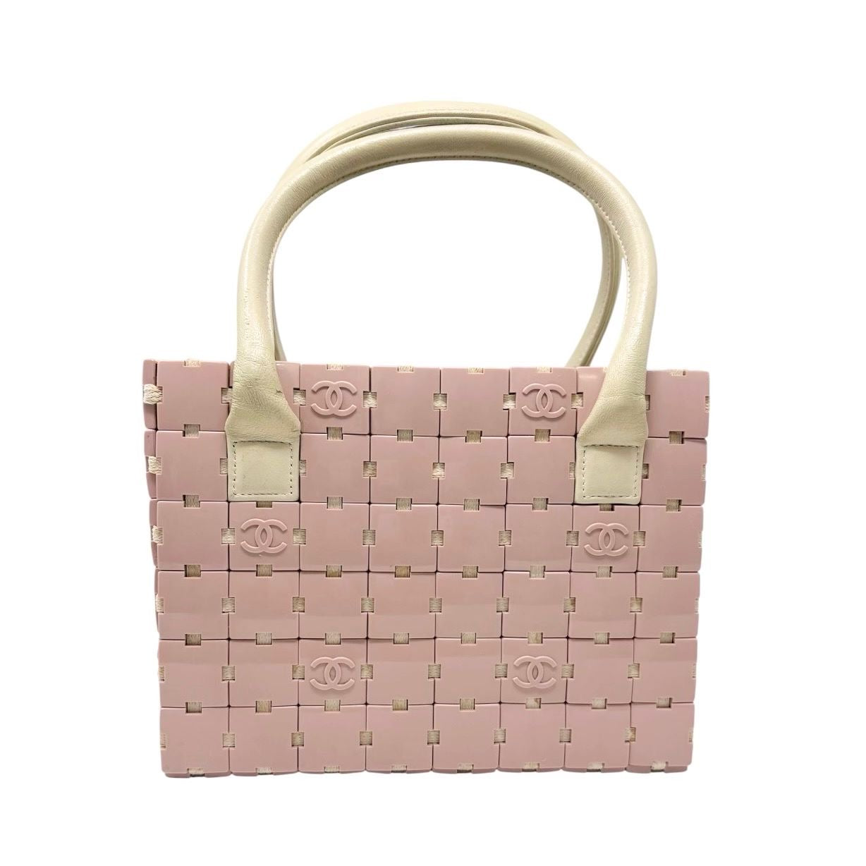 Chanel Pink Logo Top Handle Puzzle Bag