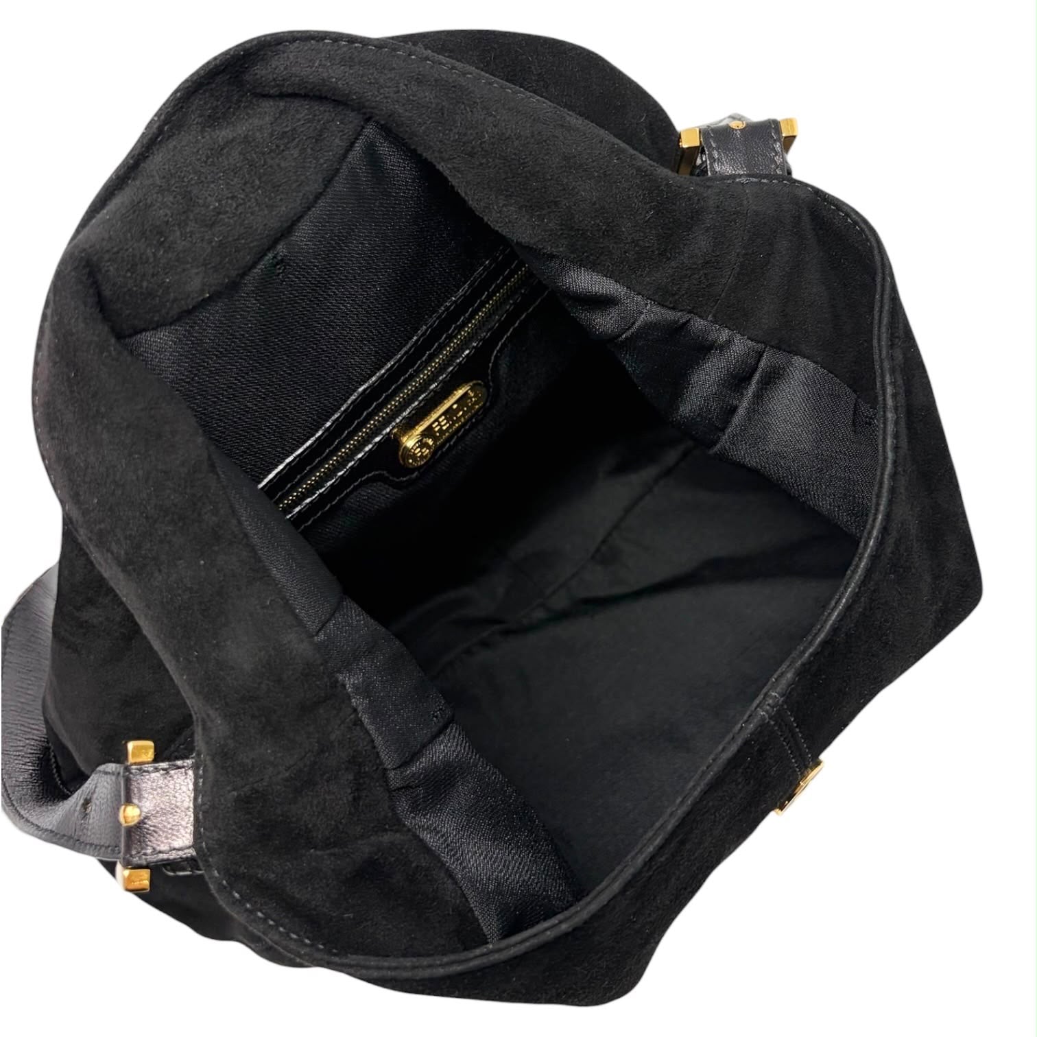 Fendi Black Suede Slouchy Shoulder Bag