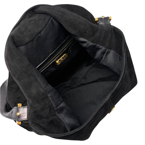Fendi Black Suede Slouchy Shoulder Bag