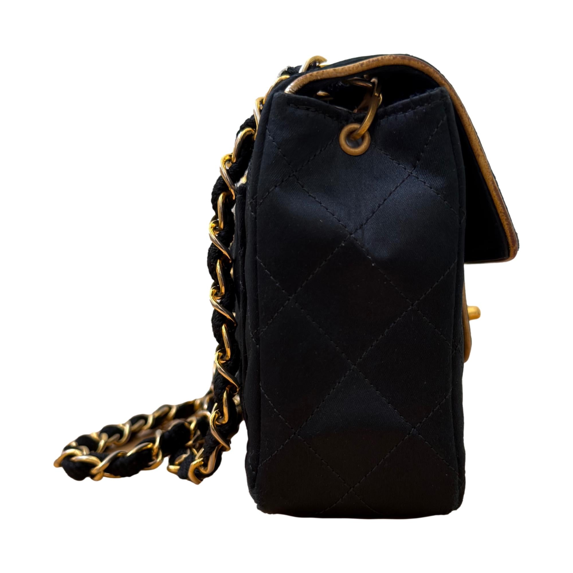 Chanel Black Satin Mini Flap Bag
