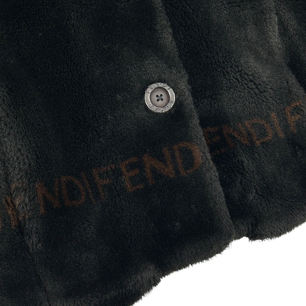 Fendi Black Fur Logo Coat