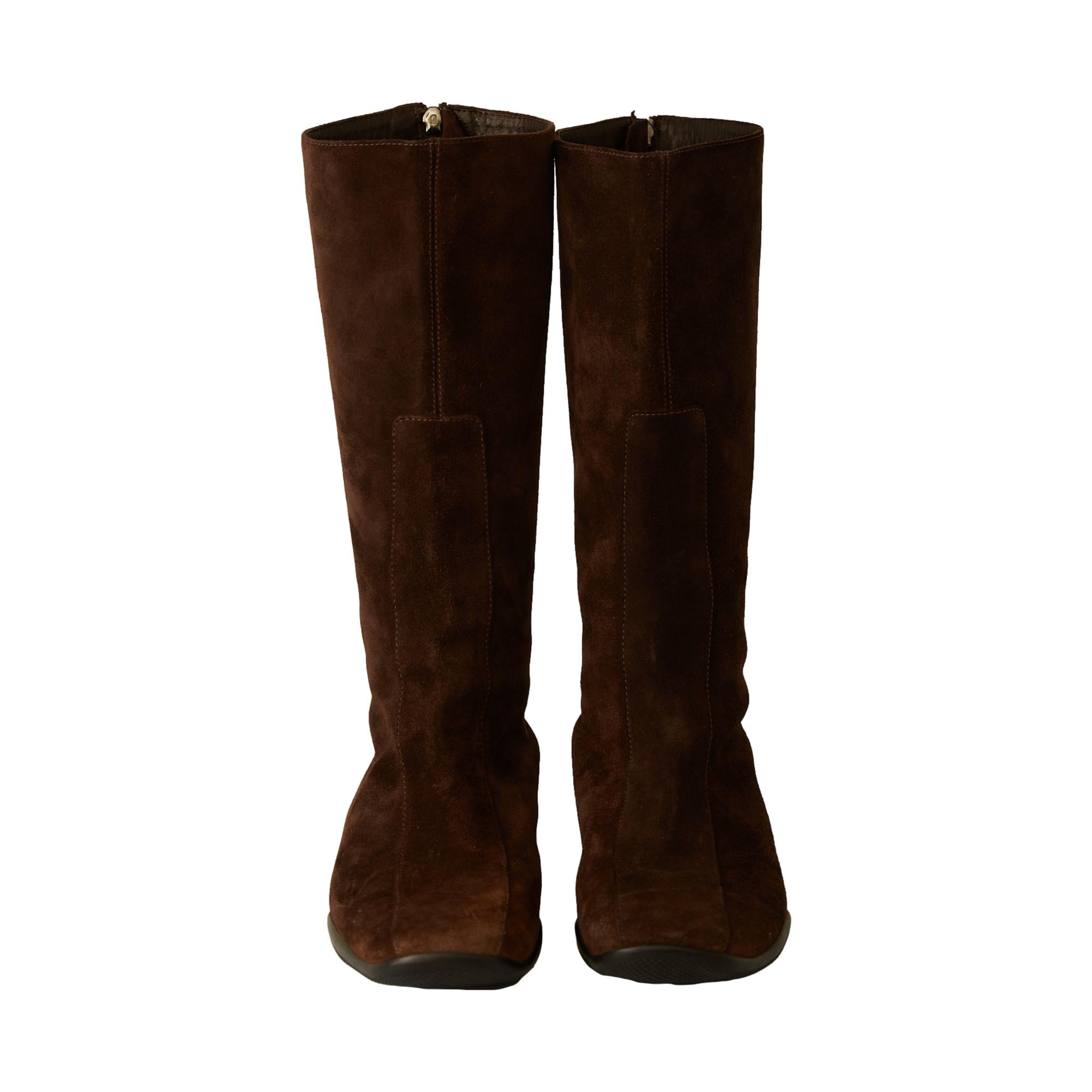 Prada Brown Suede Rubber Sole Boots – Treasures of NYC