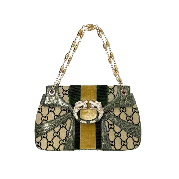 Gucci Dragon Snakeskin Bamboo Strap Bag