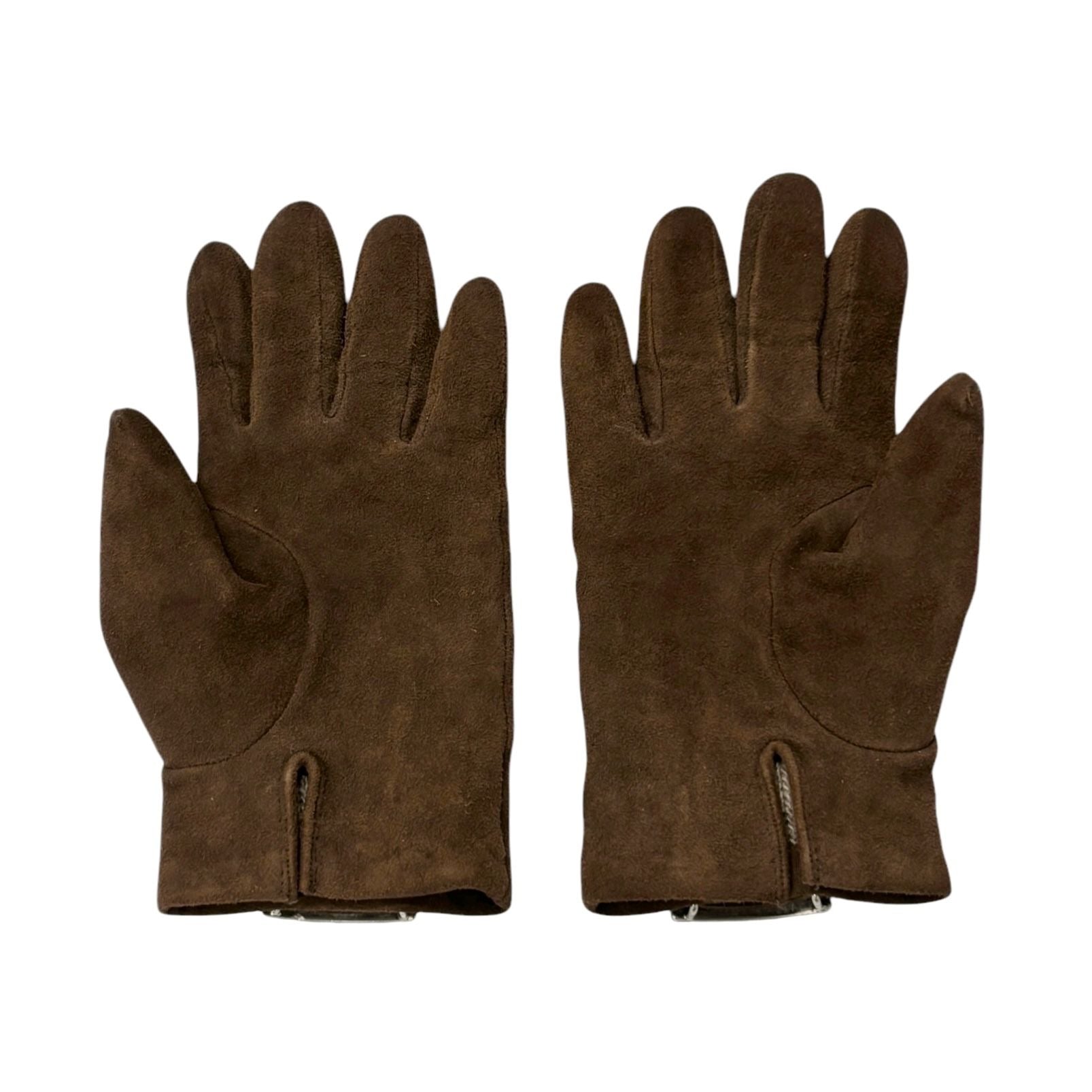 Fendi Brown Suede Logo Gloves