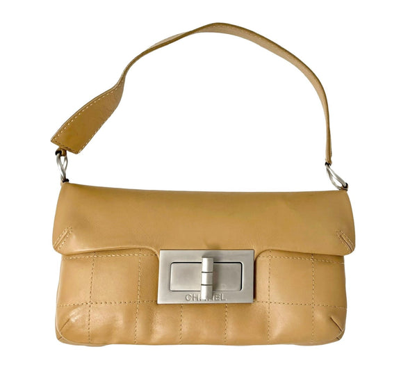 Chanel Tan Leather Quilted Shoulder Bag