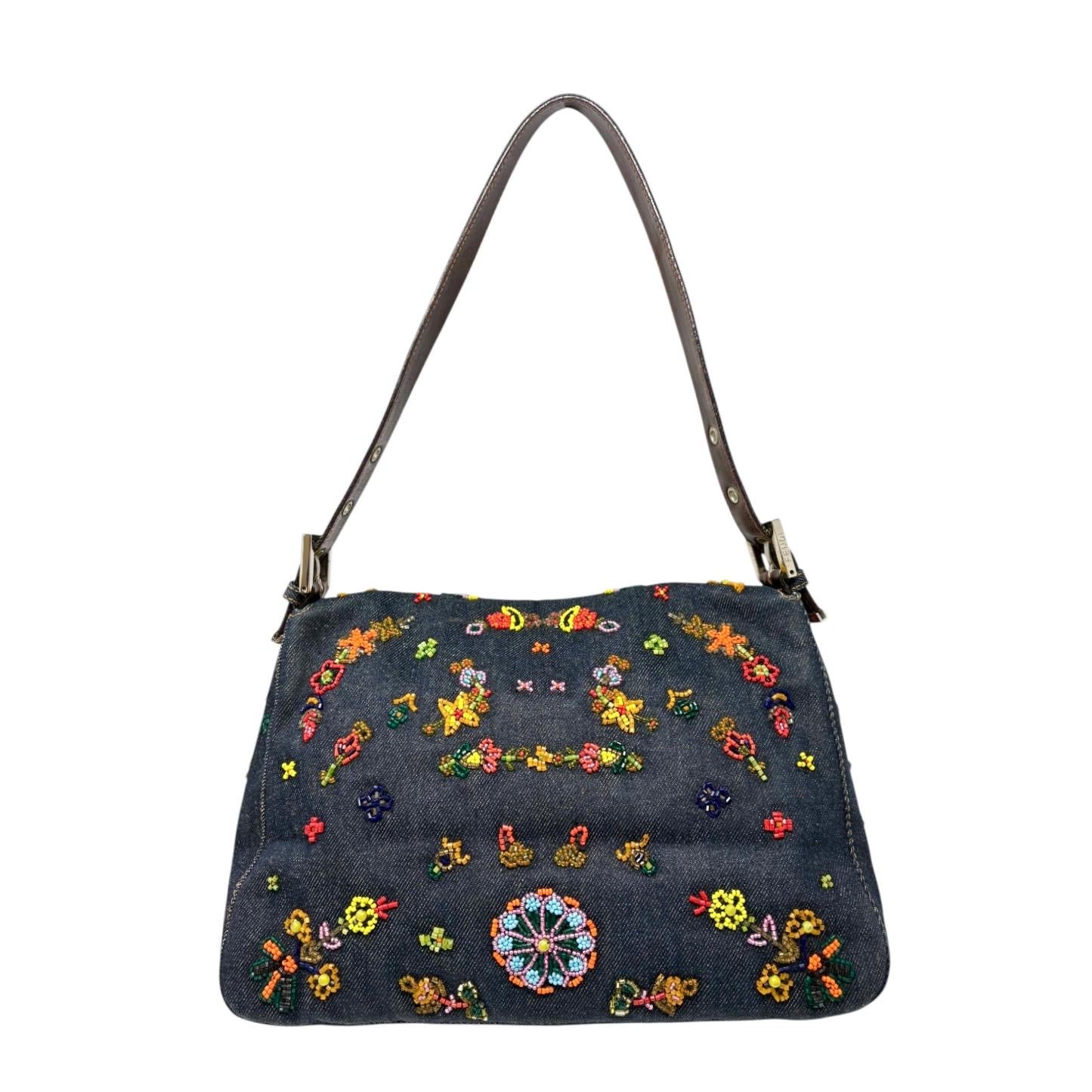 Fendi Denim Beaded Mamma Baguette