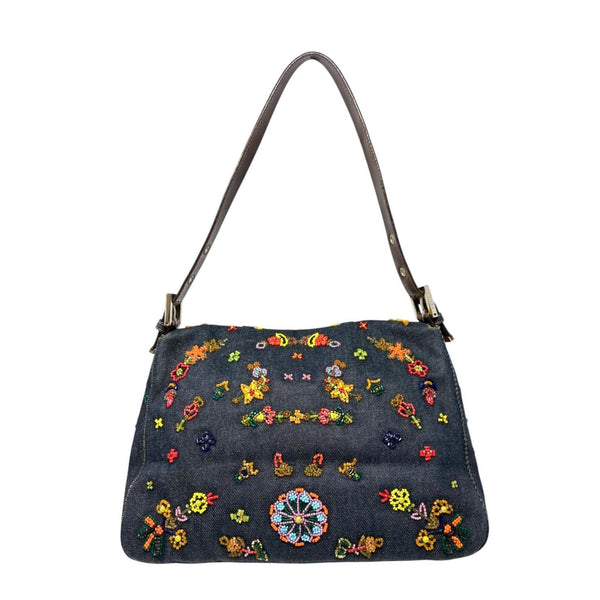 Fendi Denim Beaded Mamma Baguette