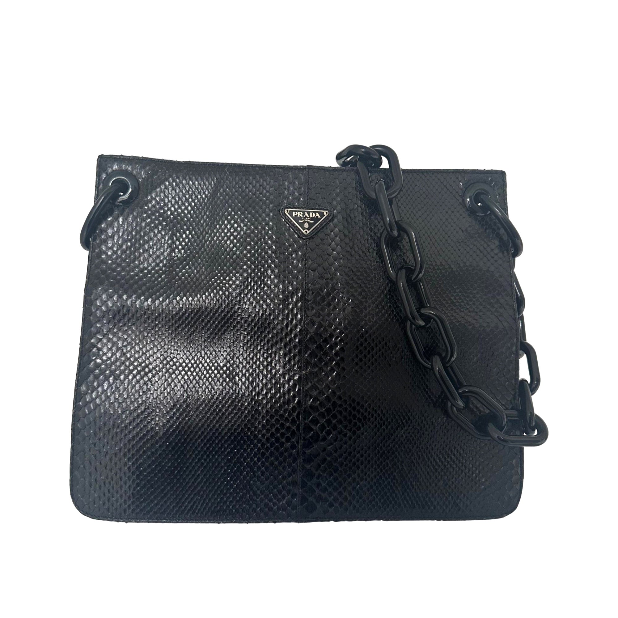 Prada Black Snakeskin Chain Bag