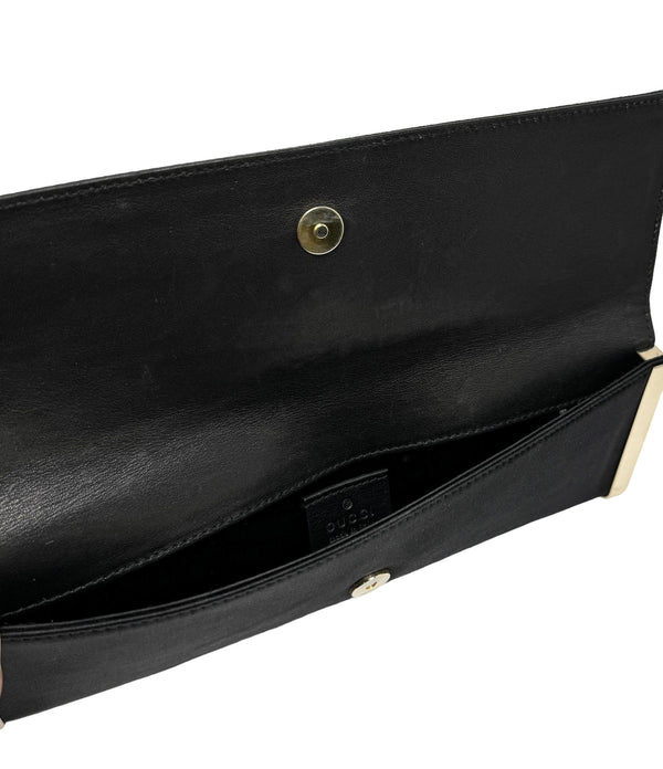 Gucci Black Satin Bar Clutch Bag