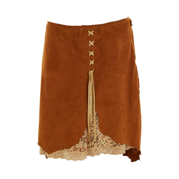 Dolce & Gabbana Brown Suede Layered Skirt