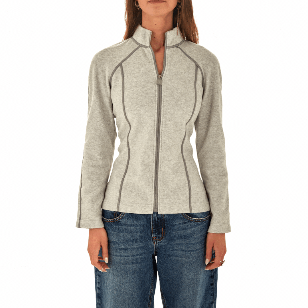 Chanel Grey Fleece Logo Zip Up